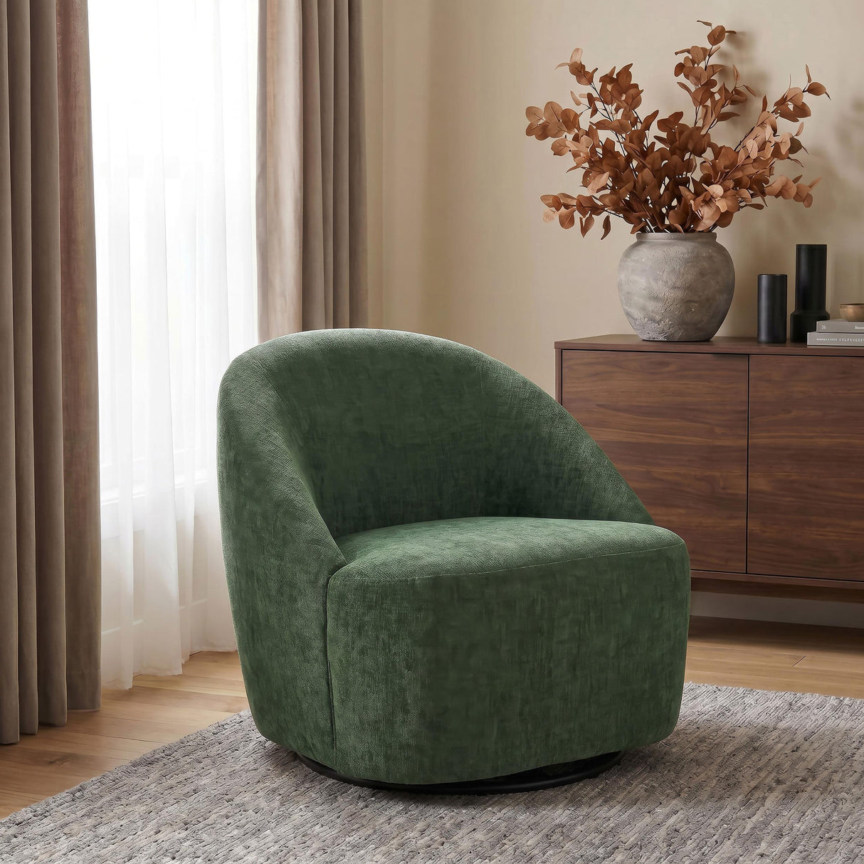 Leon Green Chenille Upholstered Swivel Accent Chair from Coaster - Luna Furniture