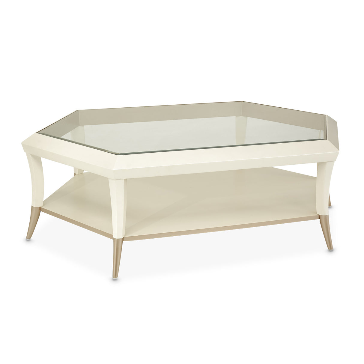 La Rachelle Medium Champagne Hexagon Cocktail Table from Michael Amini - Luna Furniture