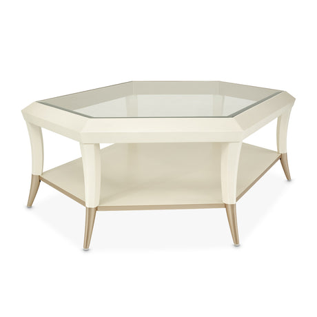 La Rachelle Medium Champagne Hexagon Cocktail Table from Michael Amini - Luna Furniture