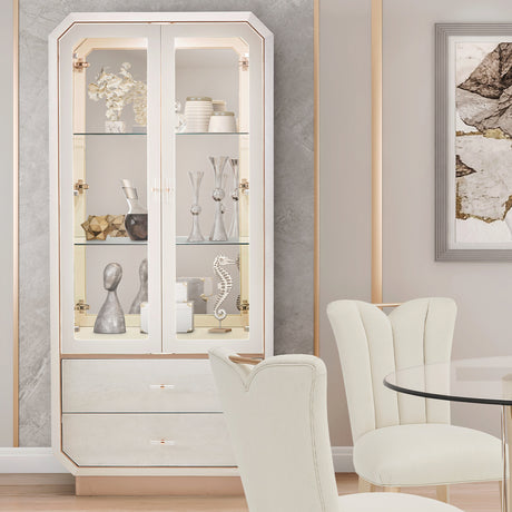 La Rachelle Medium Champagne Display Cabinet With Led Lighting from Michael Amini - Luna Furniture