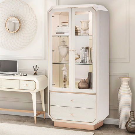 La Rachelle Medium Champagne Display Cabinet With Led Lighting from Michael Amini - Luna Furniture