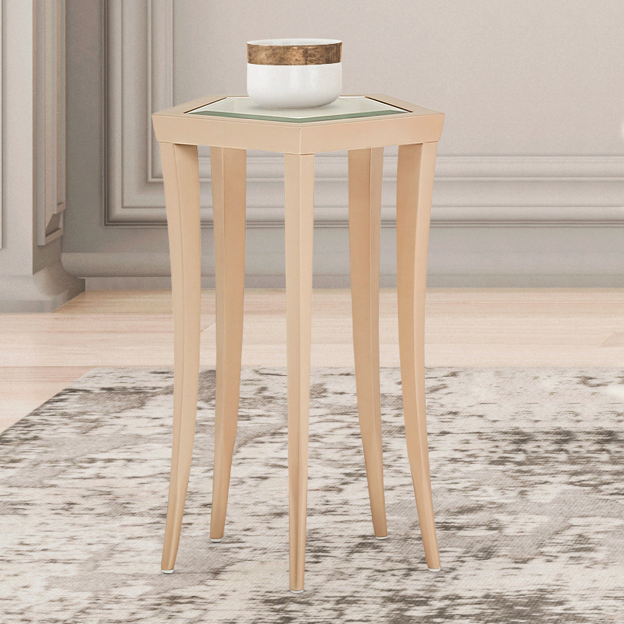 La Rachelle Medium Champagne Chairside Table from Michael Amini - Luna Furniture