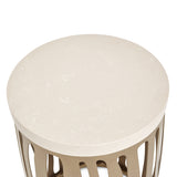 La Rachelle Medium Champagne Round Chairside Table from Michael Amini - Luna Furniture