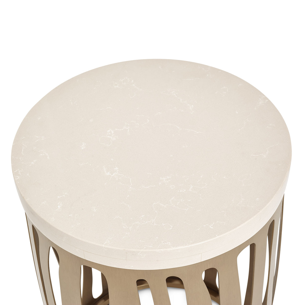 La Rachelle Medium Champagne Round Chairside Table from Michael Amini - Luna Furniture