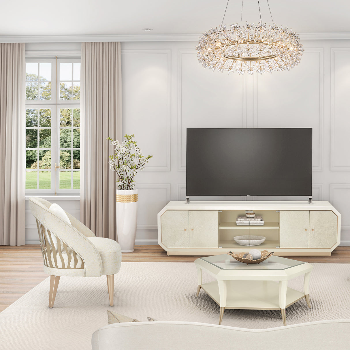 La Rachelle Medium Champagne Flame Accent Chair from Michael Amini - Luna Furniture