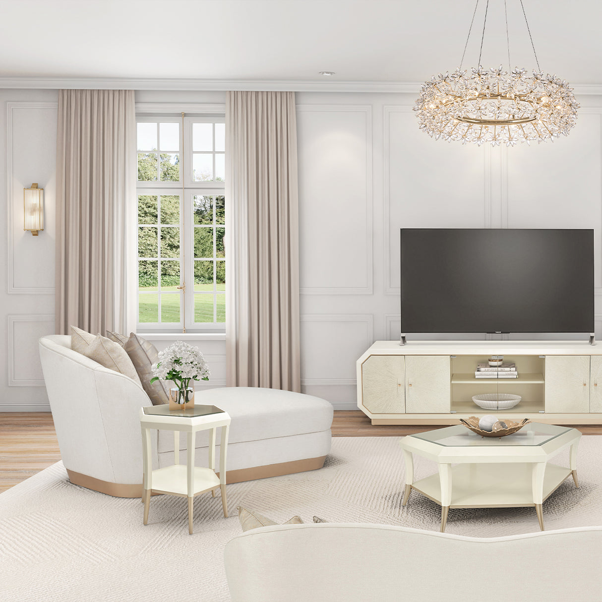 La Rachelle Medium Champagne Chaise from Michael Amini - Luna Furniture