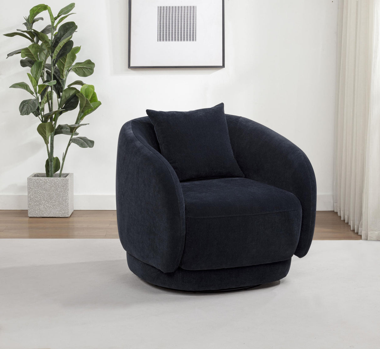 Arnaud Navy Chenille Upholstered Swivel Accent Chair from Coaster - Luna Furniture