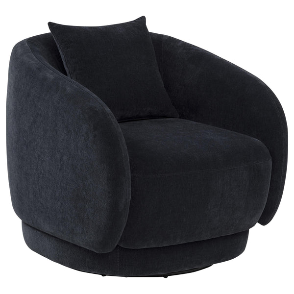 Arnaud Navy Chenille Upholstered Swivel Accent Chair