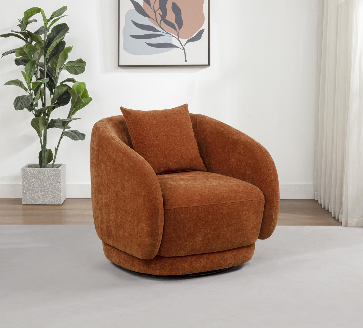 Arnaud Burnt Orange Chenille Upholstered Swivel Accent Chair from Coaster - Luna Furniture