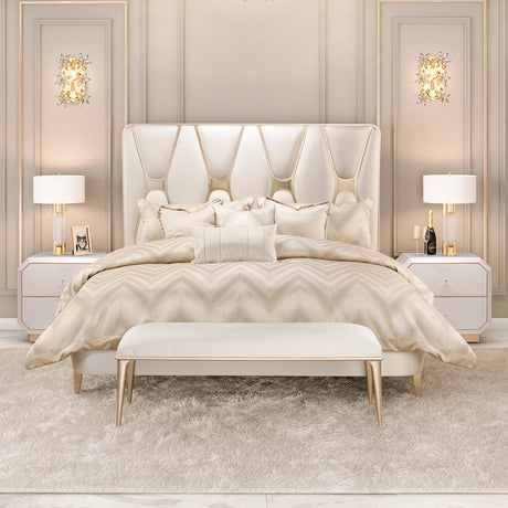 La Rachelle Medium Champagne Bench from Michael Amini - Luna Furniture