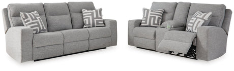 Biscoe Pewter Power Reclining Sofa and Loveseat from Ashley - Luna Furniture