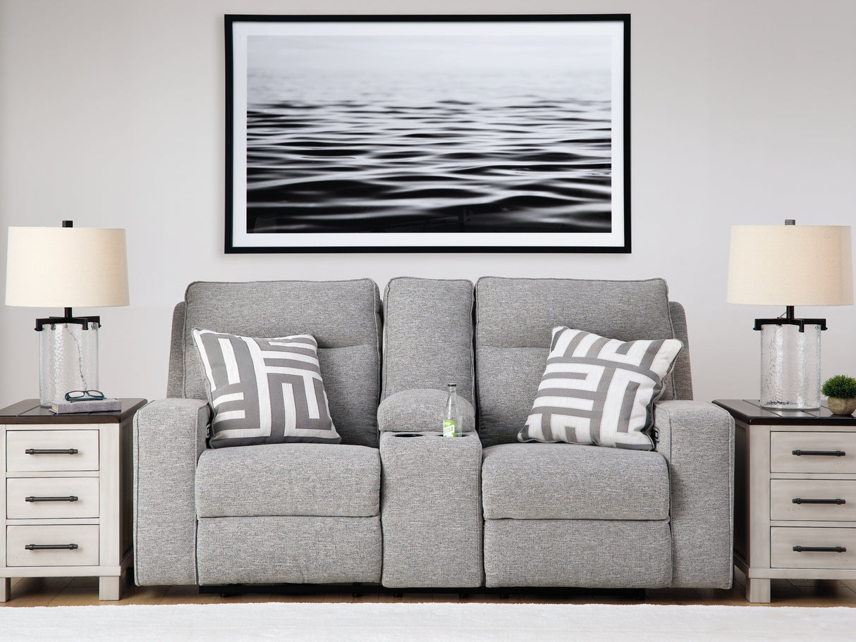 Biscoe Pewter Power Reclining Loveseat from Ashley - Luna Furniture