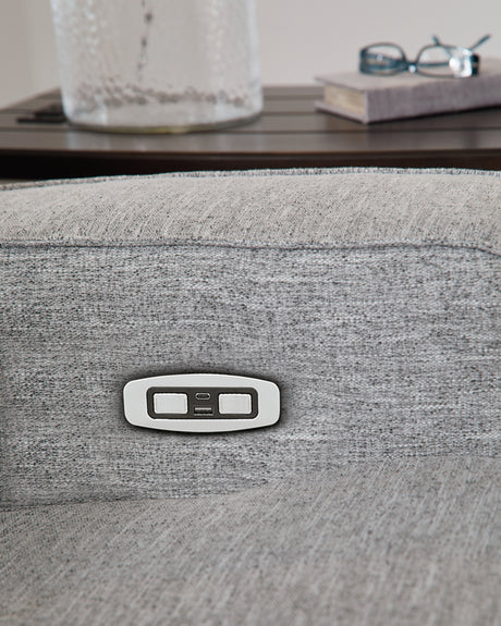 Biscoe Pewter Power Reclining Loveseat from Ashley Furniture - Luna Furniture