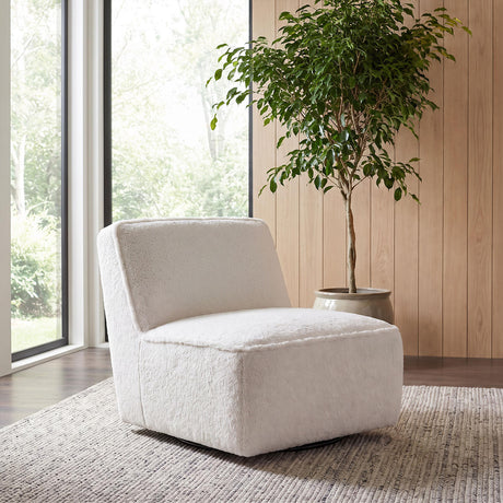 Badoer Ecru Faux Fur Swivel Accent Chair from Coaster - Luna Furniture