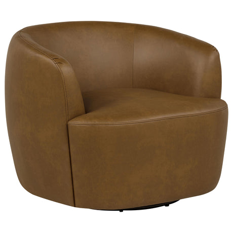 Hudson Cognac Faux Leather Swivel Accent Chair from Coaster - Luna Furniture