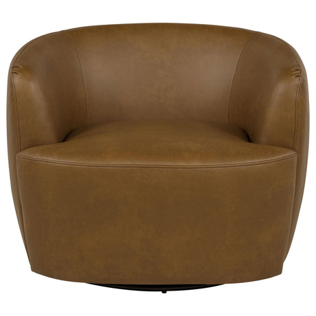 Hudson Cognac Faux Leather Swivel Accent Chair from Coaster - Luna Furniture