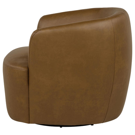 Hudson Cognac Faux Leather Swivel Accent Chair from Coaster - Luna Furniture