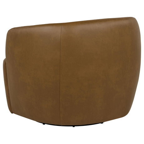 Hudson Cognac Faux Leather Swivel Accent Chair from Coaster - Luna Furniture
