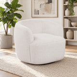 Hudson Ecru Faux Fur Swivel Accent Chair from Coaster - Luna Furniture