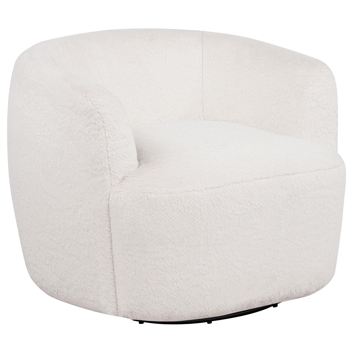 Hudson Ecru Faux Fur Swivel Accent Chair from Coaster - Luna Furniture