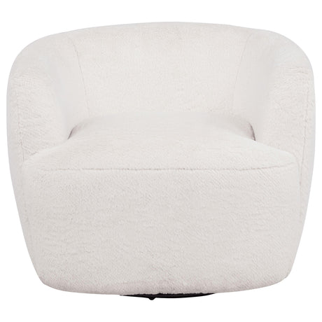 Hudson Ecru Faux Fur Swivel Accent Chair from Coaster - Luna Furniture