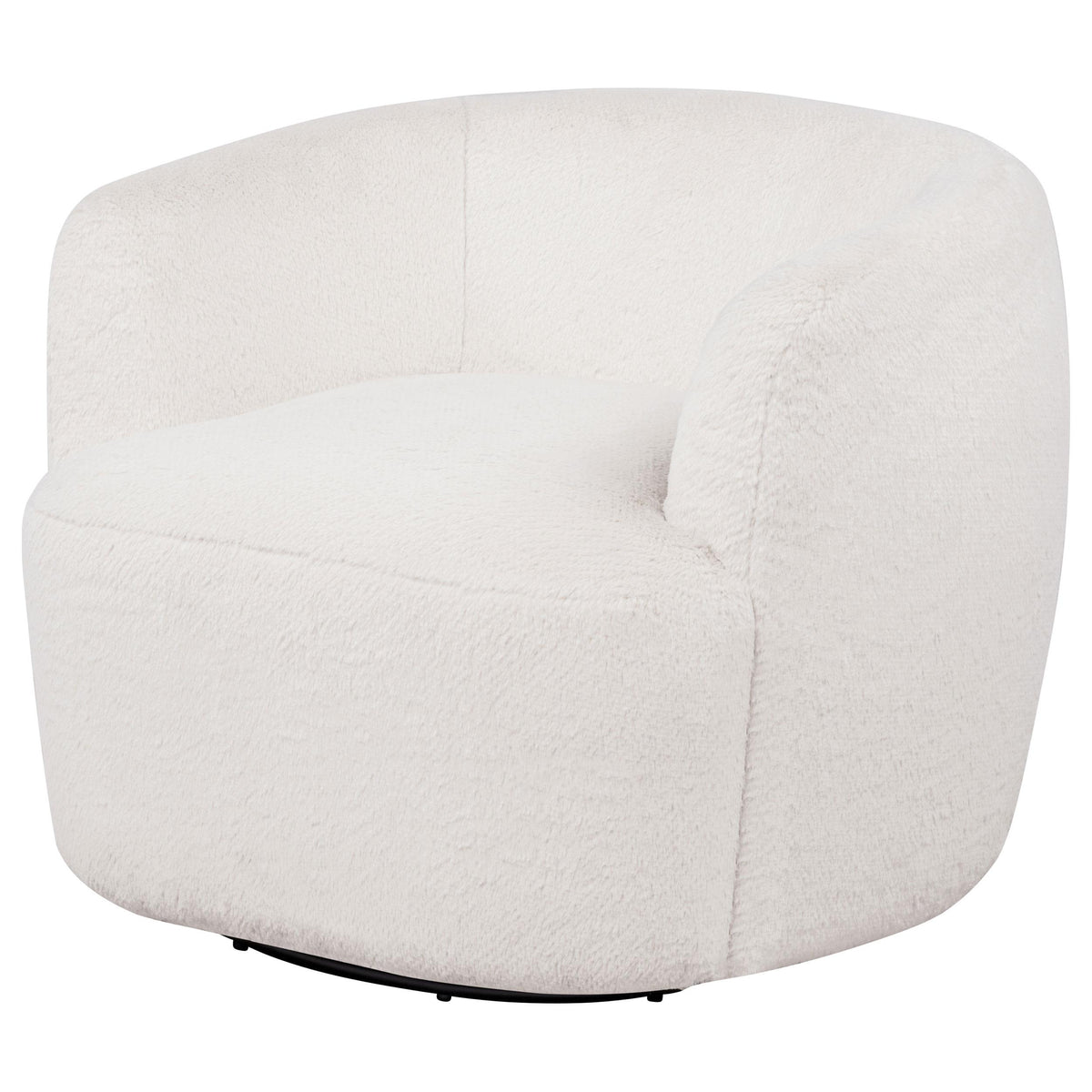Hudson Ecru Faux Fur Swivel Accent Chair from Coaster - Luna Furniture