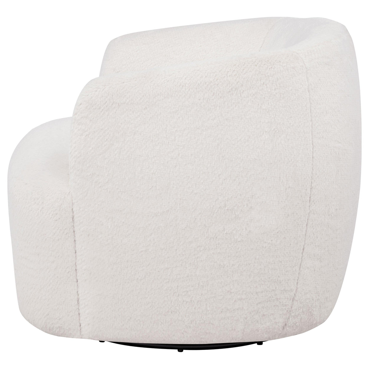 Hudson Ecru Faux Fur Swivel Accent Chair from Coaster - Luna Furniture