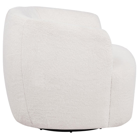 Hudson Ecru Faux Fur Swivel Accent Chair from Coaster - Luna Furniture