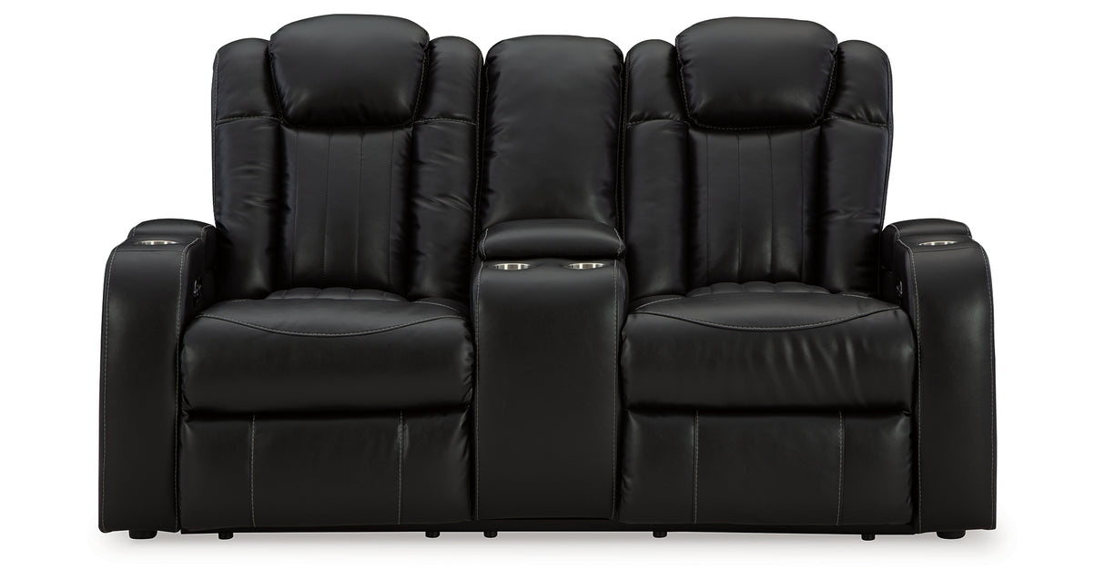 Caveman Den Midnight Power Reclining Loveseat with Console from Ashley - Luna Furniture