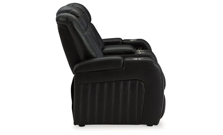 Caveman Den Midnight Power Reclining Loveseat with Console from Ashley - Luna Furniture