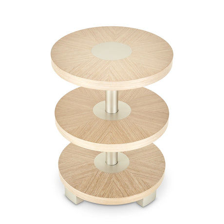 Laguna Ridge Washed Oak Round Chairside Table from Michael Amini - Luna Furniture