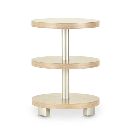 Laguna Ridge Washed Oak Round Chairside Table from Michael Amini - Luna Furniture