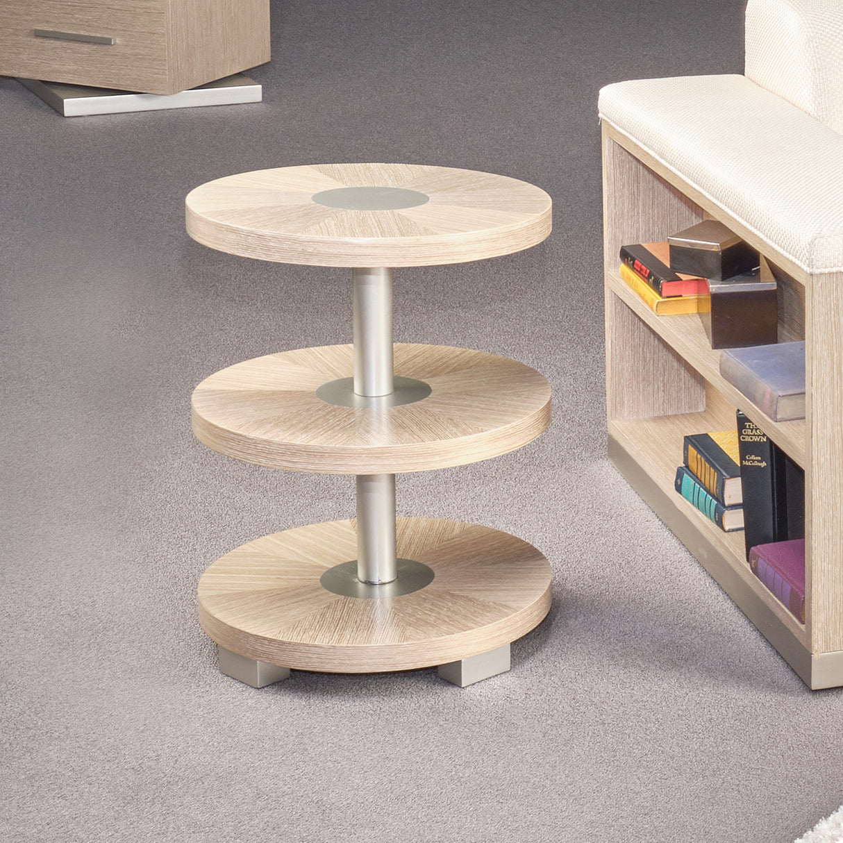 Laguna Ridge Washed Oak Round Chairside Table from Michael Amini - Luna Furniture