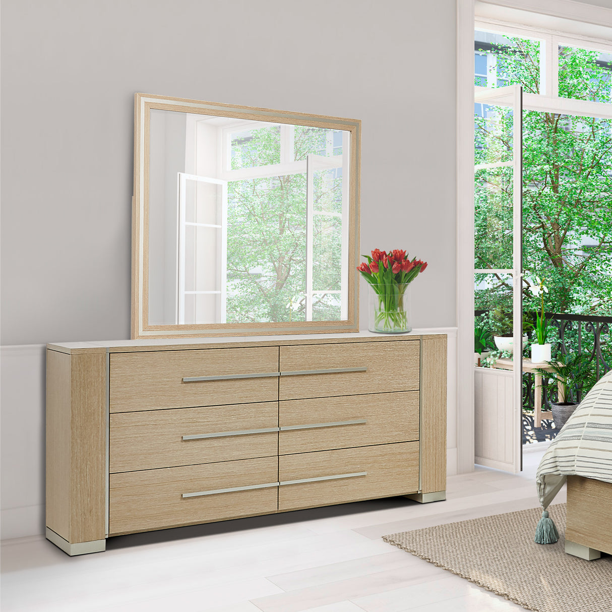 Laguna Ridge Washed Oak Wall Mirror from Michael Amini - Luna Furniture