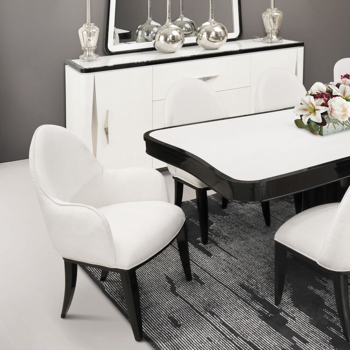 Tuxedo Piano Keyboard Dining Arm Chair from Michael Amini - Luna Furniture