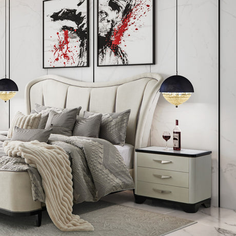 Tuxedo Piano Keyboard Nightstand, Large Piano Keyboard from Michael Amini - Luna Furniture