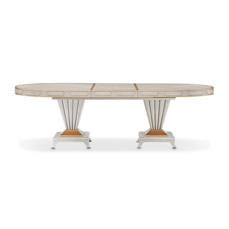 St. Charles Dove Gray Double Pedestal Dining Table from Michael Amini - Luna Furniture