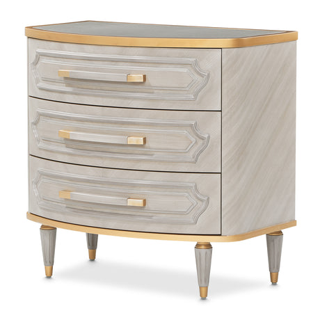 St. Charles Dove Gray 3-drawer Nightstand from Michael Amini - Luna Furniture