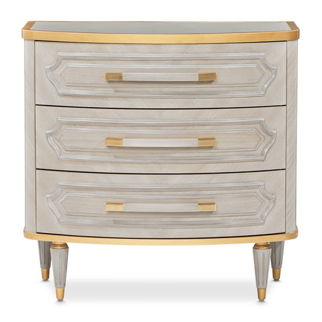 St. Charles Dove Gray 3-drawer Nightstand from Michael Amini - Luna Furniture