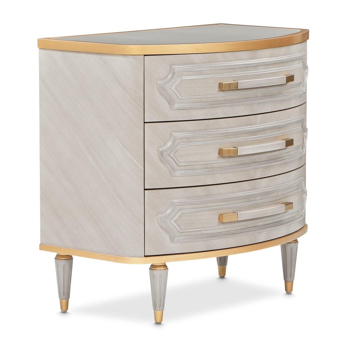 St. Charles Dove Gray 3-drawer Nightstand from Michael Amini - Luna Furniture