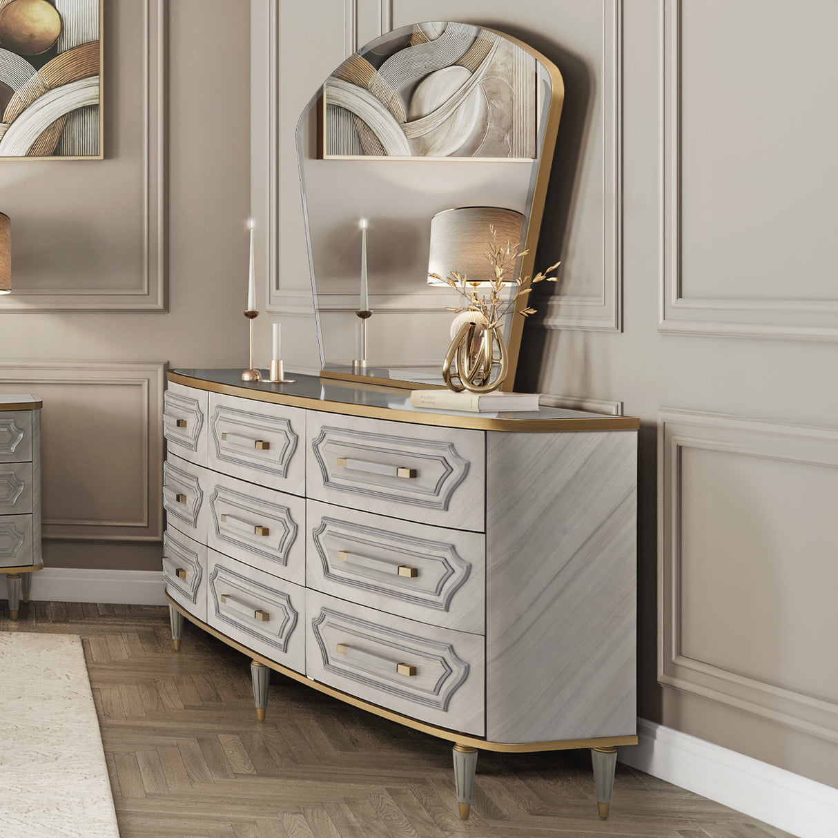 St. Charles Dove Gray Dresser from Michael Amini - Luna Furniture