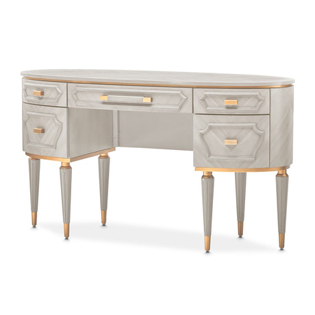 St. Charles Dove Gray Vanity Desk from Michael Amini - Luna Furniture