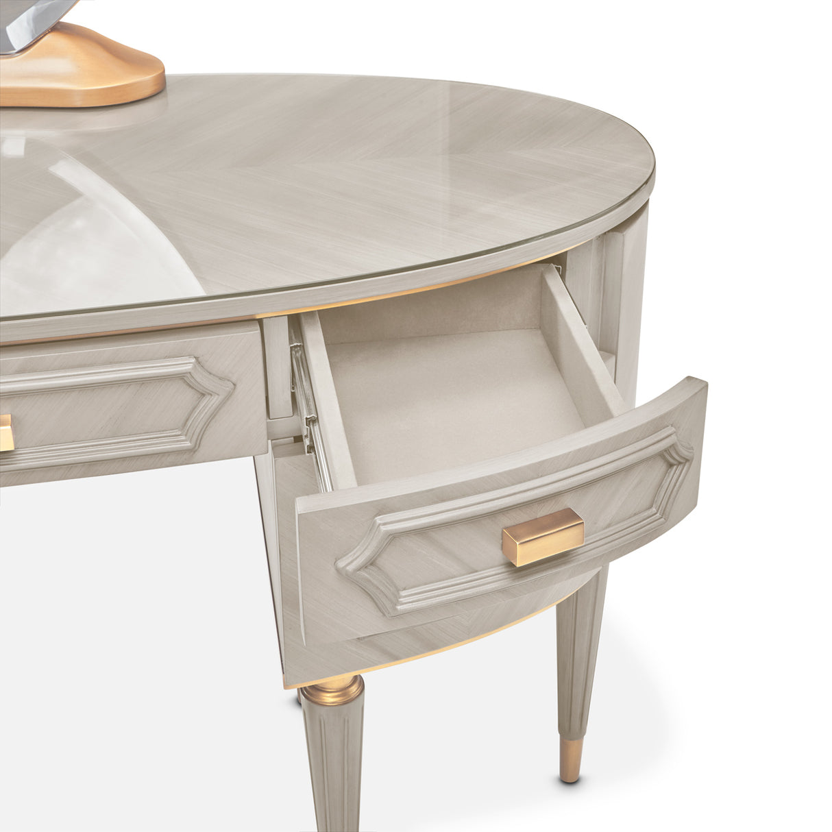 St. Charles Dove Gray Vanity Desk from Michael Amini - Luna Furniture
