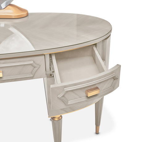 St. Charles Dove Gray Vanity Desk from Michael Amini - Luna Furniture