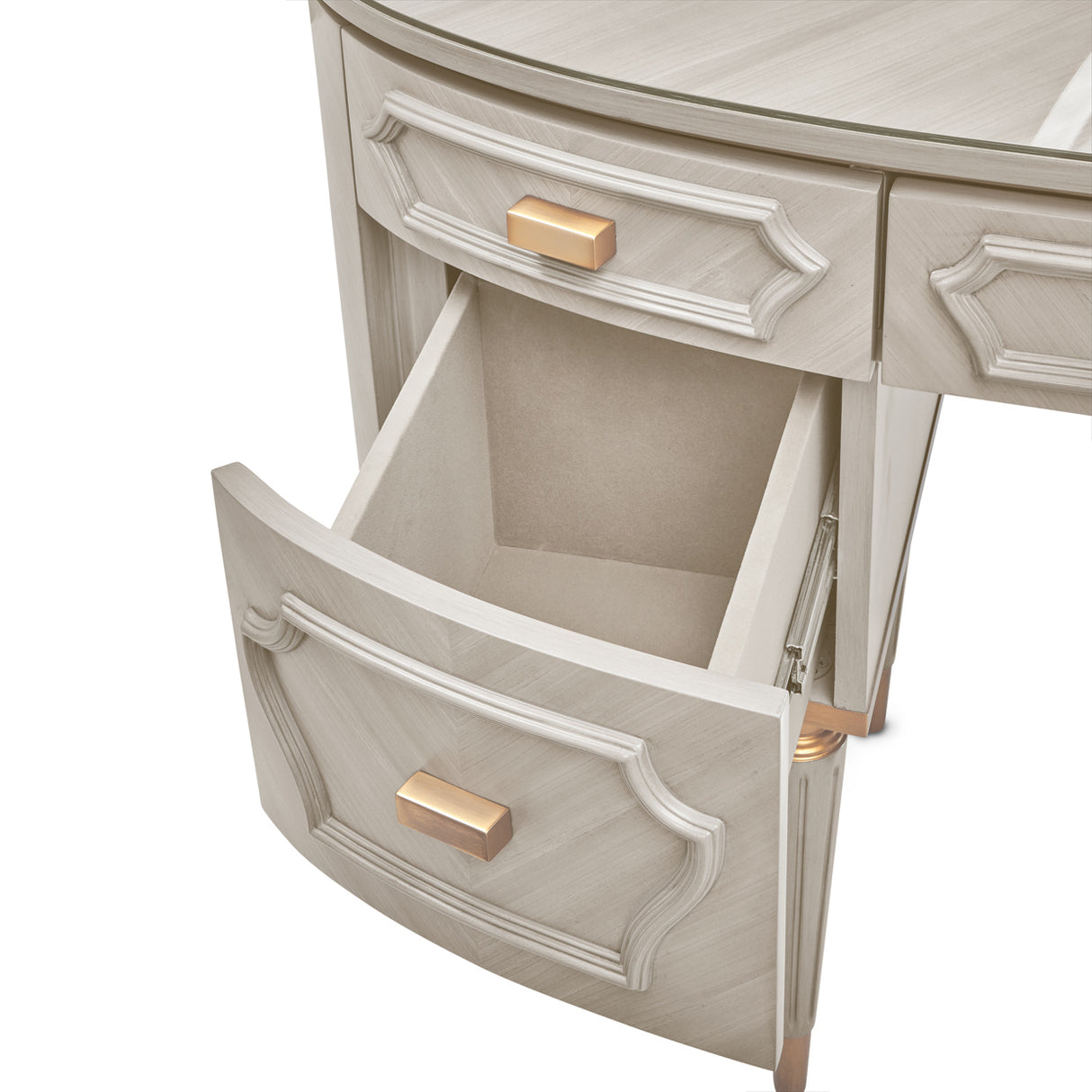 St. Charles Dove Gray Vanity Desk from Michael Amini - Luna Furniture