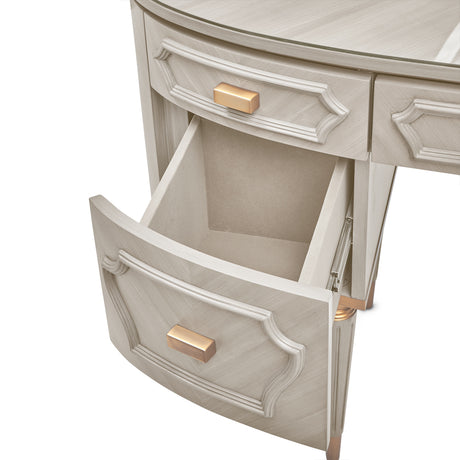 St. Charles Dove Gray Vanity Desk from Michael Amini - Luna Furniture