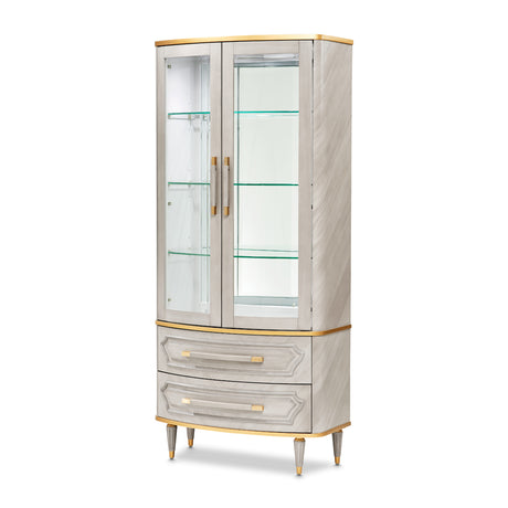 St. Charles Dove Gray Display Cabinet from Michael Amini - Luna Furniture