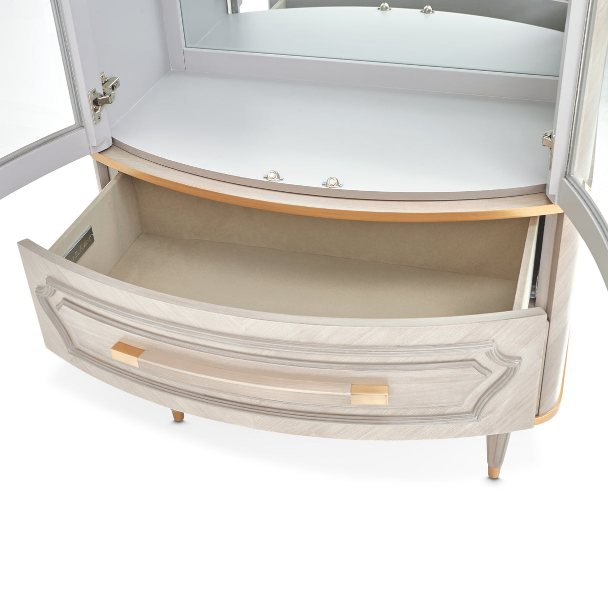 St. Charles Dove Gray Display Cabinet from Michael Amini - Luna Furniture