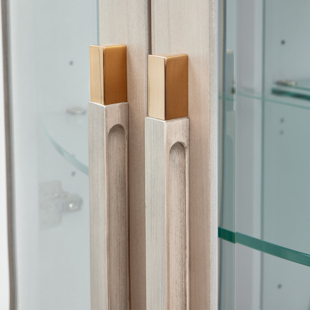 St. Charles Dove Gray Display Cabinet from Michael Amini - Luna Furniture