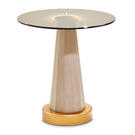 St. Charles Dove Gray Chairside Table from Michael Amini - Luna Furniture